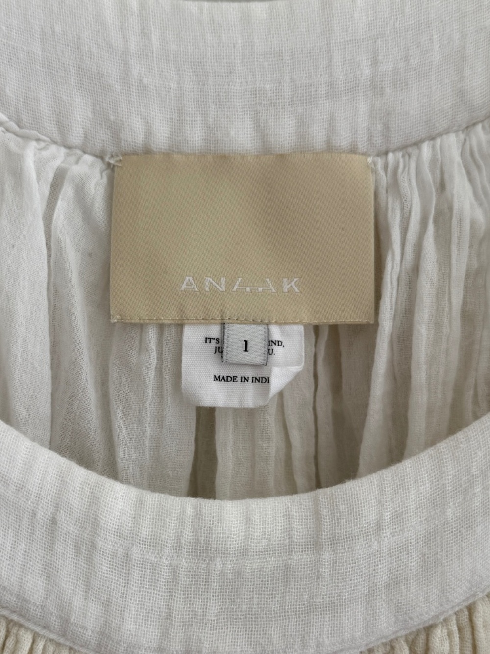 Anaak pieced tent dress in cream and ecru size 1 S/M - Picture 2 of 5